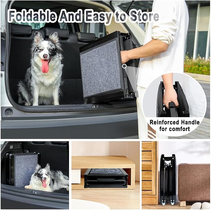 71" Long Dog Ramp for Car, Foldable Pet Dog Ramps for Large Dogs for Truck | Foldable 17" Wide Portable Dogs Ramp for Truck, Non-Slip Ramp for Dogs to Get in Car, Pet Ramp for Large Dogs Up to 150LBS