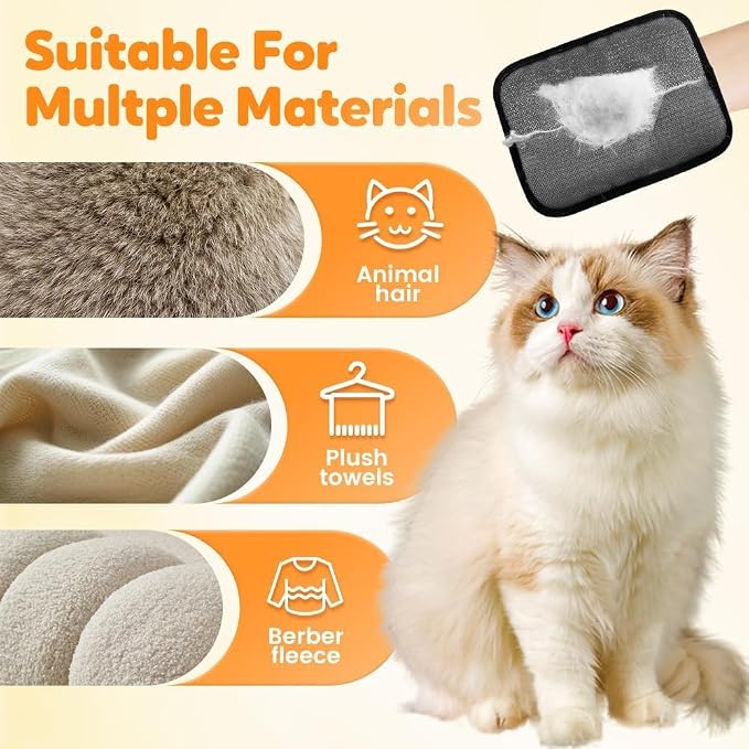2PCS Pet Hair Removal Gloves Brush, Magic Brush,Upgraded Thickened Electrostatic Reusable Cat Dog Hair Remover Grooming Gloves,Double Sided Washable Static Animal Fur Removal Tool for Couch,Clothes