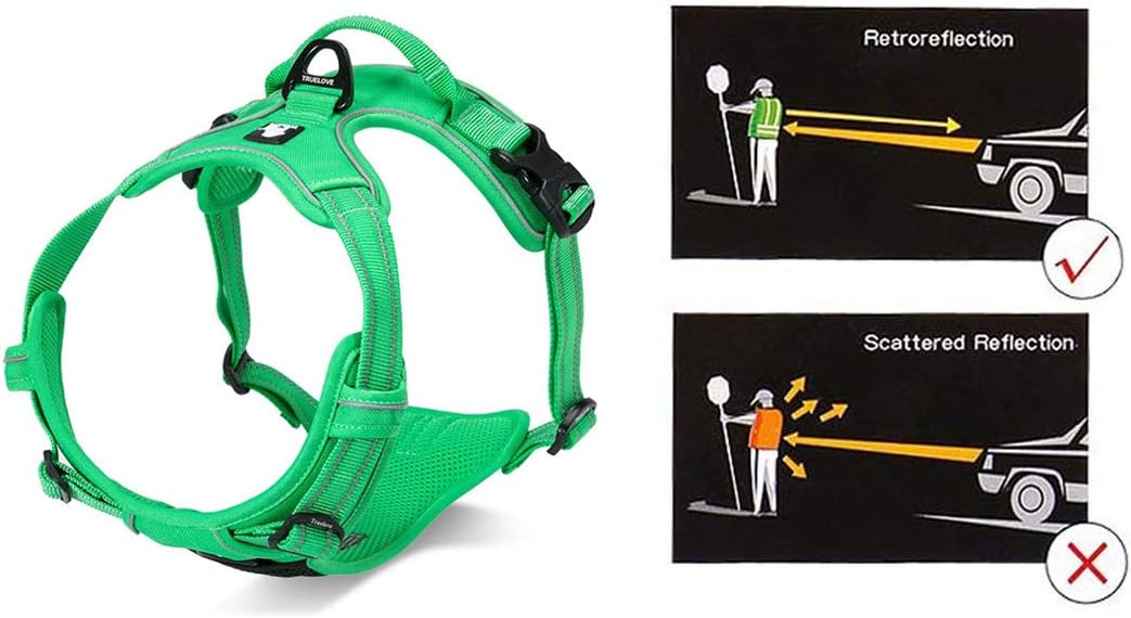 Truelove No Pull Dog Harness with Easy Control Handle and 2 Leash Attachments,Reflective Adjustable Pet Vest