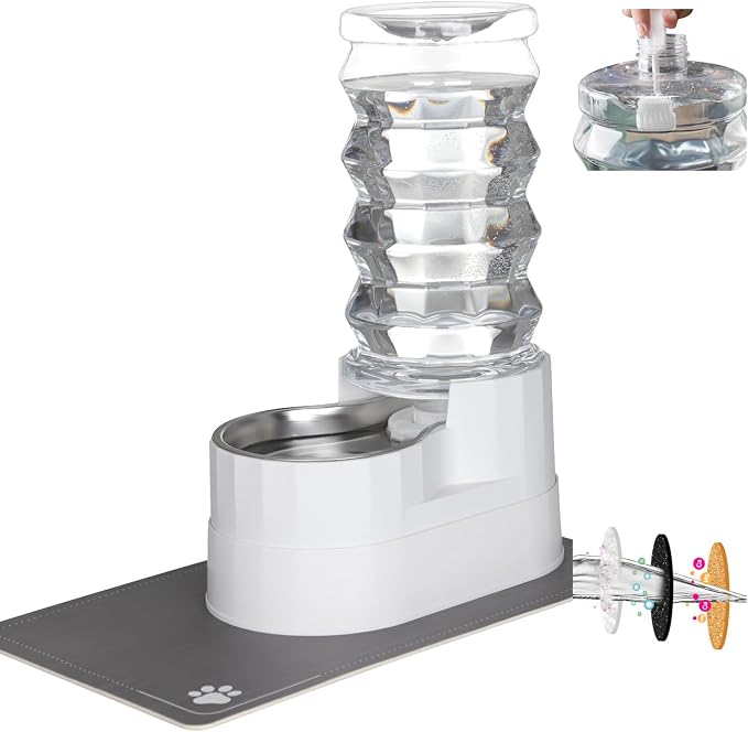 RIZZARI 8L Elevated Dog Water Dispenser: Senior Pets Filtered Hydration | Raised Stand Helps Reduce Neck Strain/Stainless Steel Bowl/Quiet Gravity-Fed Operation/for Multi-Pet Homes