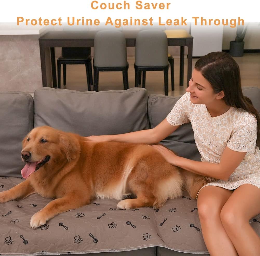 Peepeego 2Pack Pee Pads for Dogs Reusable+Free Dog Comb, Waterproof Rug 36"x72", Absorbent Puppy Pads Washable, Non Slip Protector for Bed Couch Floor