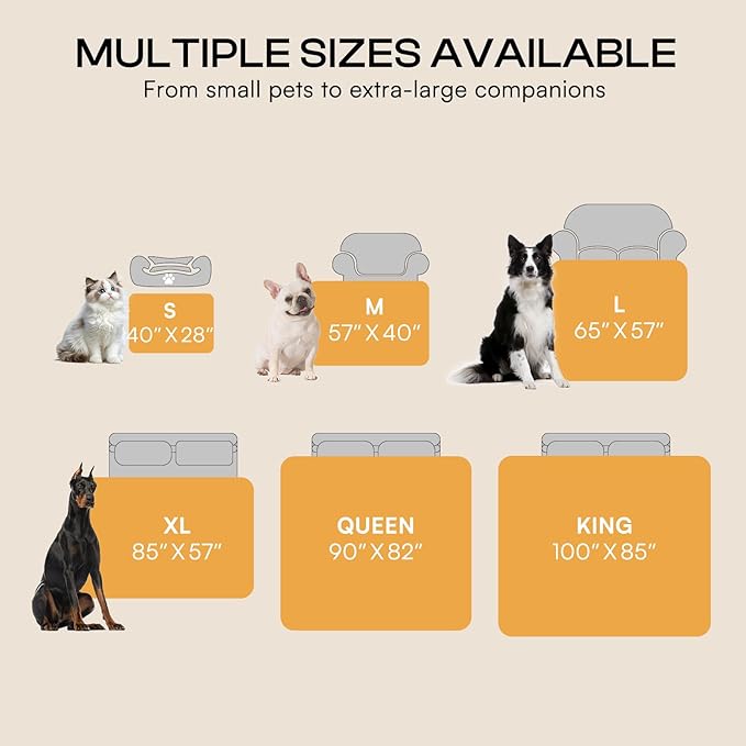 Luciphia Waterproof Pet Blankets for Couch Sofa Bed Cover Cat Liquid Pee Proof Washable Soft Fluffy Large Dog Blanket Reversible Furniture Protection Puppy Grey Paw Thicken Queen（ 82 x 90