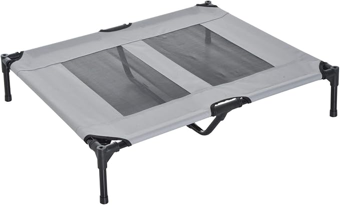 PawHut Elevated Portable Dog Cot Cooling Pet Bed with UV Protection Canopy Shade, 36 inch | Large Pet Bed, Outdoor Dog Cot, UV Protection Shade, Camping