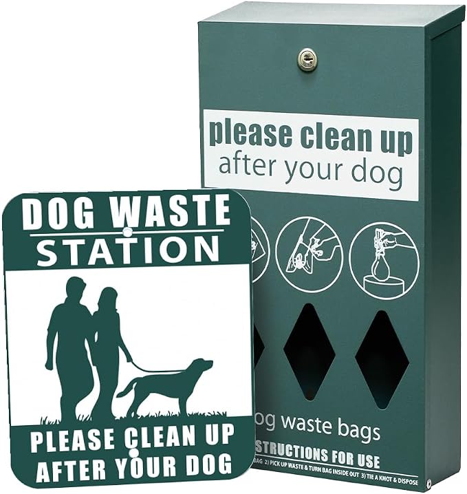Zero Waste USA Rust-Proof Aluminum Dog Waste Station with Bags, Matte Green | Hand-welded aluminum station, rust-proof construction, locking dispenser, commercial-grade design for parks, apartments & HOA