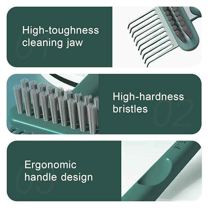 RHOS 2-in-1 Hair Brush Cleaner and Comb Remover Rake - Removes Hair, Dust for Home and Salon Use (2 Pack - Green)