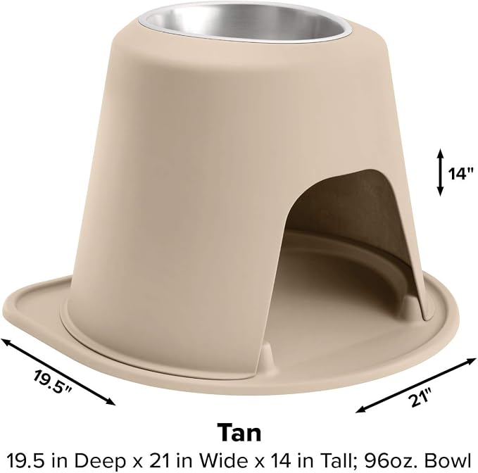 WeatherTech Single High Pet Feeding System - Raised Dog/Cat Bowl - 14" High Stand Tan (SH9614TNTN)