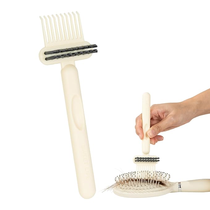 RHOS 2-in-1 Hair Brush Cleaner Tool, Comb Cleaner for Removing Hair and Dust, Ideal for Home, Salon Use (1 Pack - Beige)