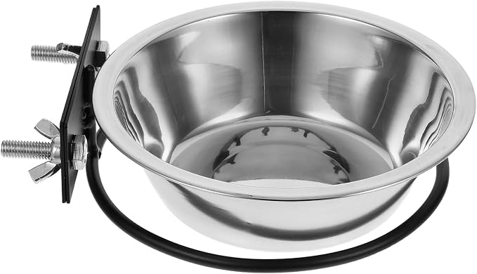 Beaupretty Wall-Mounted Raised Dog Bowl Set with Stainless Steel Deep Food and Water Dishes, Large Black Hanging Pet Feeder Station for Puppies and Dogs, Outdoor Elevated Feeding Bowl