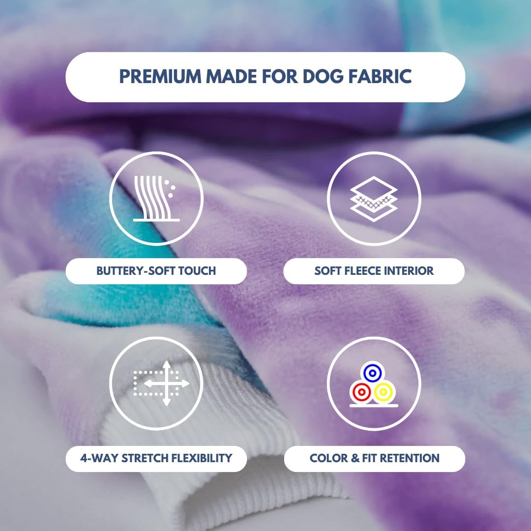 Spark Paws Dog Hoodie – Premium Dog Sweater for Small, Medium, and Large Dogs | Warm Outfits for French Bulldogs, Pitbull, Puppy, Winter Jacket Alternative - 90s Retro Sky Dye - 4XL