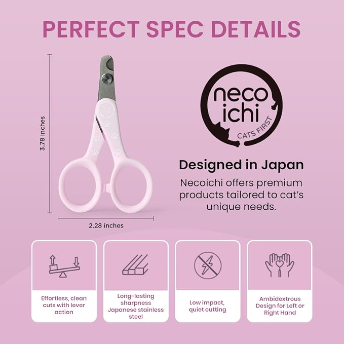 Necoichi Purrcision Feline Nail Clippers | Lever Principle Cat Nail Clipper | Butter-Smooth Cuts | Made in Japan, Seki Swordsmith Craftsman | Stainless Steel Cat Claw Trimmer for Indoor Cats (Lilac)