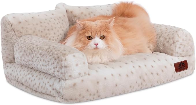 Hollypet Small Dog Large Cat Bed Puppy Couch Beds for Pets up to 25 lbs | Fluffy Dog Cat Couch Plush Soft Warming Pets Beds with Machine Washable Cover and Non-Slip Bottom