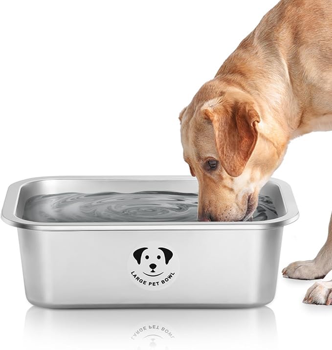 Stainless Steel Dog Bowls for Large Dogs, High Capacity Metal Dog Food Bowls, Food and Water Bowl for Small and Medium Dogs 0.85 Gallons