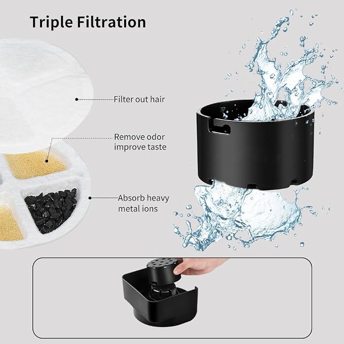 Marchul 1.5 Gallon Cat Water Dispenser, Automatic Gravity Dog Water Feeder, Stainless Steel Large Capacity Cat Waterer for Cats and Small Dogs (3 Filters)