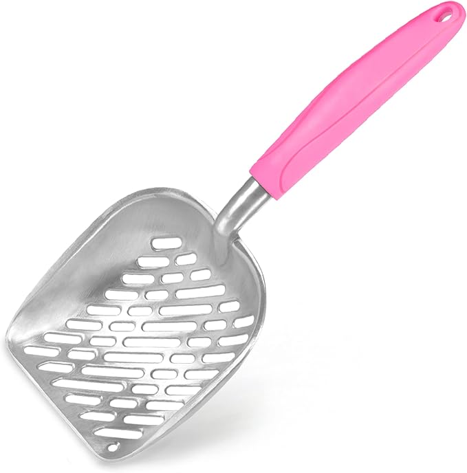 SunGrow Cat Litter Scoop, Life Transforming Cat Scooper, Reduces Hand Fatigue, Saves Clear Litter, Use with Small Litter Type, Makes Scooping Faster and Easier, Pink, 1 pc