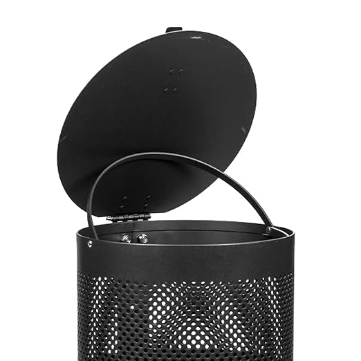 ZERO WASTE USA - Aluminum Outdoor Trash Can, 10 Gallon, Matte Black | Rust-proof 10-gallon aluminum outdoor trash can, post or wall mount, built-in liner clamps, weather-resistant lid