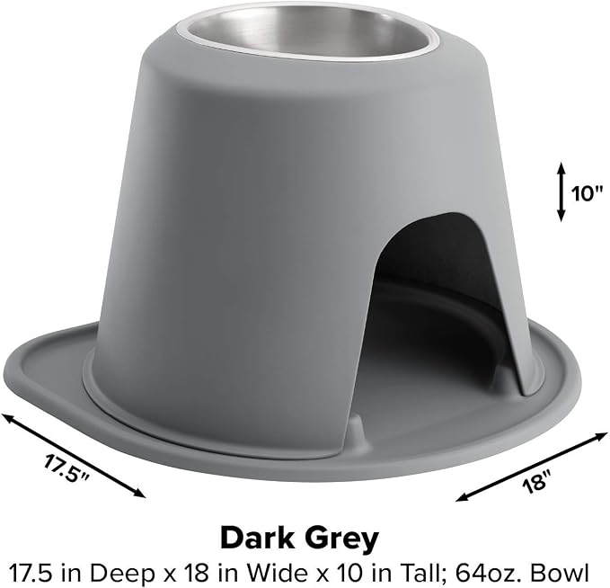 WeatherTech Single High Pet Feeding System - Raised Dog/Cat Bowl - 10" High Stand Dark Grey (SH6410DGDG)
