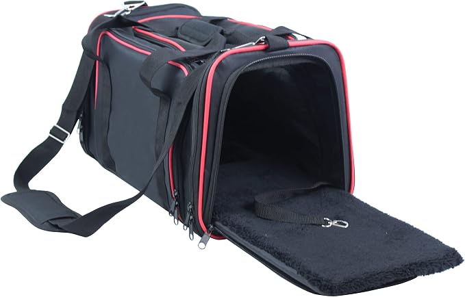EliteField Expandable Soft Pet Carrier (3 Year Warranty, Airline Approved), Multiple Sizes and Colors Available (20" L x 12" W x 11" H, Black)