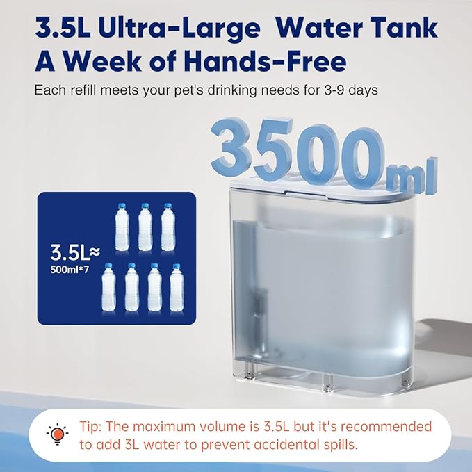 Petgravity Smart Cat Water Dispenser - Stainless Steel Water Bowl, Self-Refill Cat Water Fountain Automatic Water Dispenser for Cats & Small Dogs, 3.5L/118.4oz