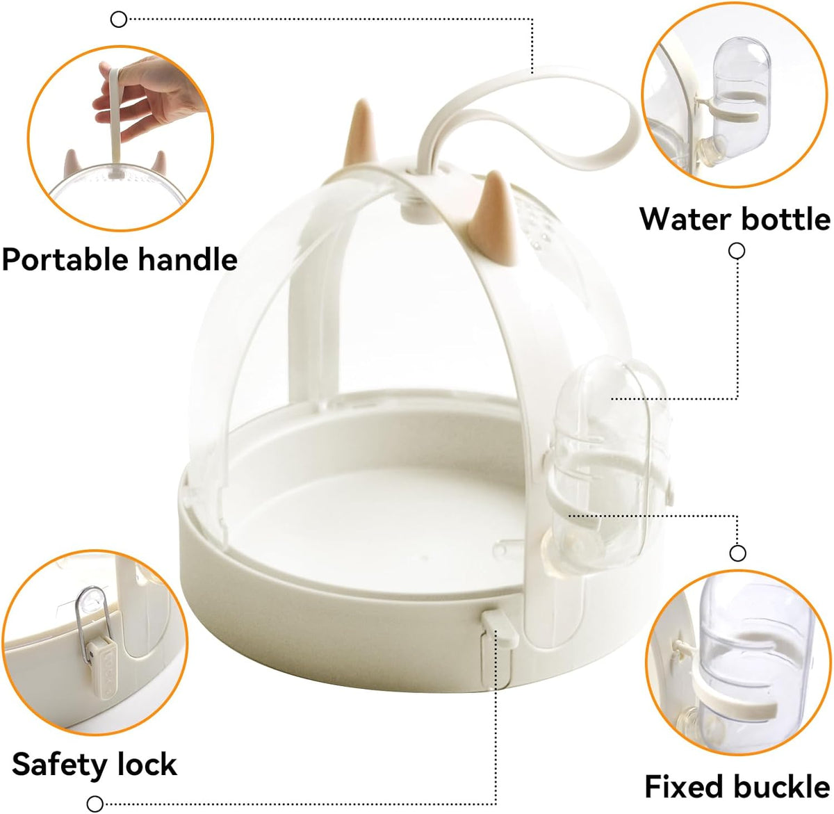 Hamster Portable Cage Travel Case,Hamster Carrying Cage High Permeability Guinea Pig Travel Cage with Water Bottle Travel Carrier for Gerbils Mice Guinea Pigs Sugar Glider(White)