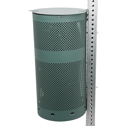ZERO WASTE USA - Aluminum Outdoor Trash Can, 10 Gallon, Matte Black | Rust-proof 10-gallon aluminum outdoor trash can, post or wall mount, built-in liner clamps, weather-resistant lid