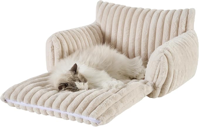 Hollypet Cat Bed Small Dog Orthopedic Couch Beds for Pets up to 20 lbs | Fluffy Multifunctional Double-Layer Warming Kitten Pet Couch Orthopedic Beds with Machine Washable Cover and Non-Slip Bottom