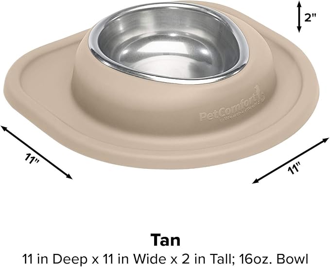 WeatherTech Single Low Pet Feeding System - Heavy-Duty Dog & Cat Food/Water Bowl - 16 oz (2 Cups) Tan (SL1602TN)