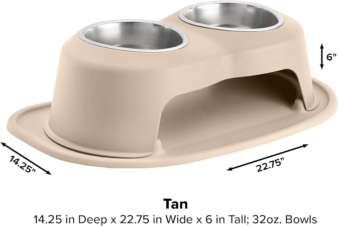WeatherTech Double High Pet Feeding System - Elevated Dog/Cat Bowls - 6 inch High Tan (DHC3206TNTN)
