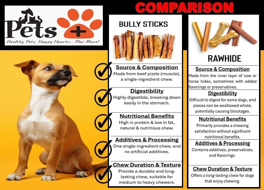 Pets Plus Premium Bart's Bully Sticks for Dogs – 6 Inch, Medium Size, All-Natural, Long-Lasting Chews for Moderate Chewers – High Protein, Low Odor, Grain-Free (5-Pack)