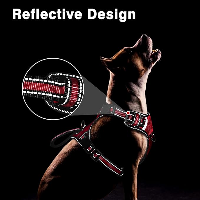 Service Dog Vest No Pull Dog Harness with 7 Dog Patches, Reflective Pet Harness with Durable Soft Padded Handle for Training Small, Medium, Large, and Extra-Large Dogs (Small, Red)