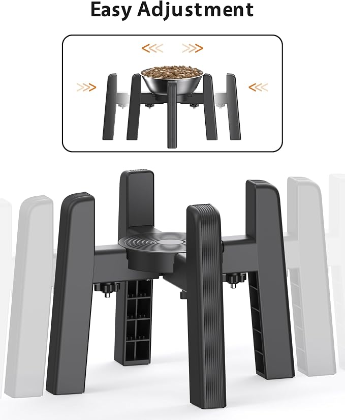 Elevated Dog Bowl, Raised Dog Bowl Stand with Stainless Steel Bowl | Elevated Pet Water & Food Bowl for Medium Dogs, Stable and Anti-Slip Raised Bowl
