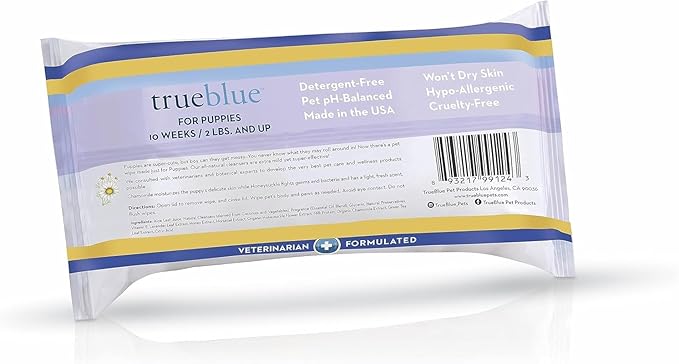 TrueBlue Chamomile & Honeysuckle Pure & Sure Puppy Wipes – Pre-Moistened Puppy Pads for Cleaning Dirty Paws, Coats, Dog Hair – Extra Large – 8”x7” – 100 Count