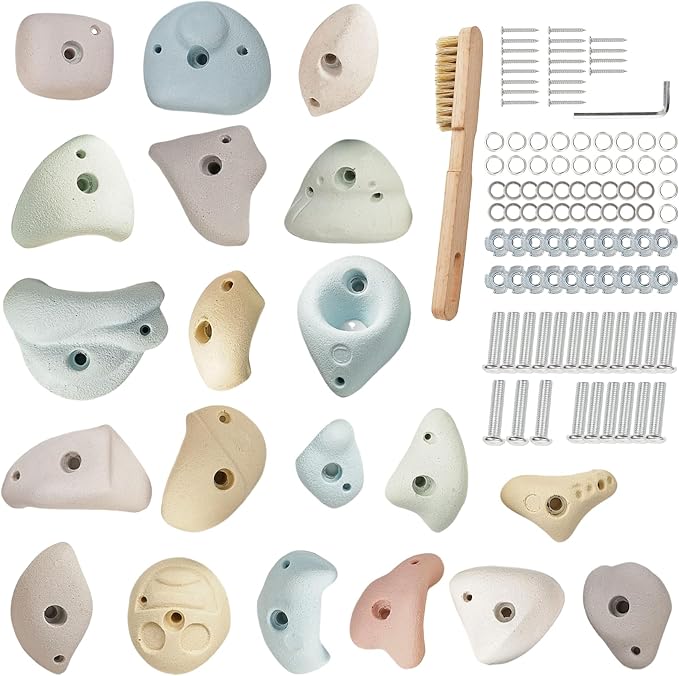 Premium Resin Rock Climbing Holds for All Ages, Large Training Rock Climbing Wall Grips Indoor/Outdoor, Rock-Like Texture Climbing Wall with Mounting Hardware