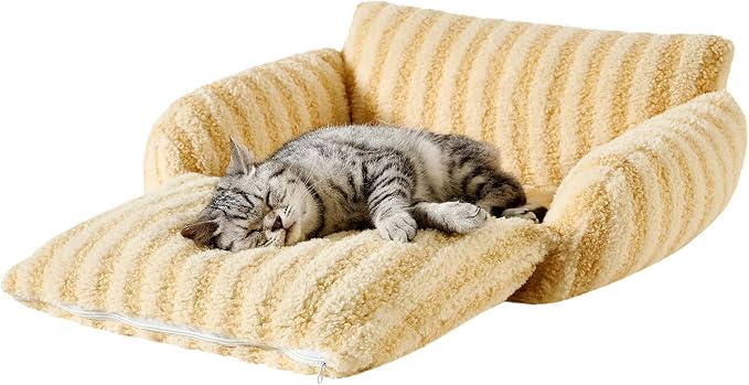 Hollypet Cat Bed Small Dog Orthopedic Couch Beds for Pets up to 13 lbs | Fluffy Multifunctional Double-Layer Warming Kitten Pet Couch Orthopedic Beds with Machine Washable Cover and Non-Slip Bottom