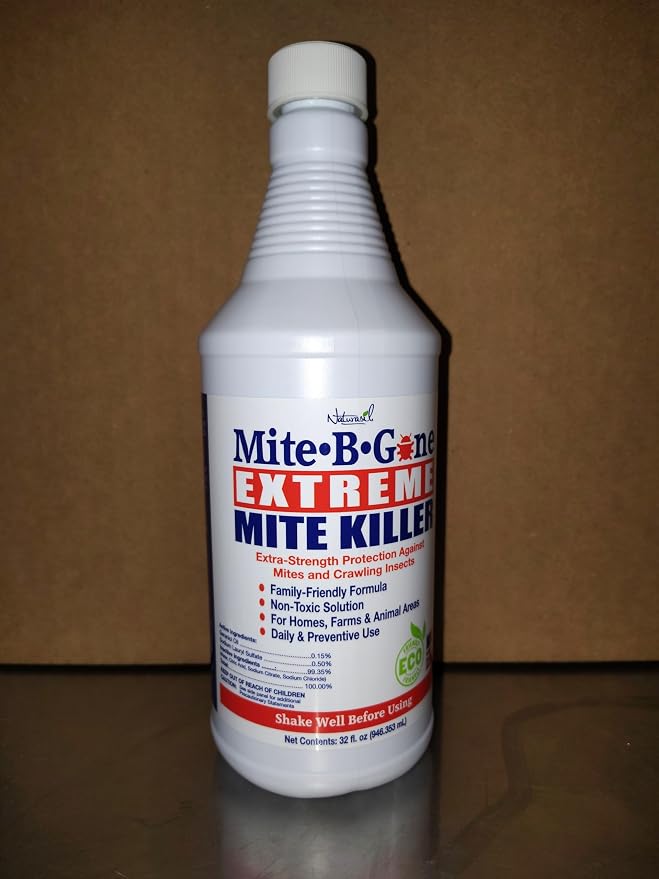 Mite-B-Gone Extreme Mite Killer Spray, 32 oz – Extra-Strength Surface Treatment for Bedding, Furniture, Carpets, Home & Pet Use – Plant-Based, Made in USA