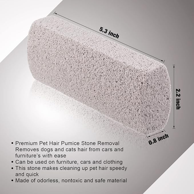 2 Pieces Pet Hair Remover for Cat Hair Removal Pumice Stone Tool Carpet Dog Fur Removal Tool for Car Couch Furniture Bedding Easy to Clean (5.3 Inches)