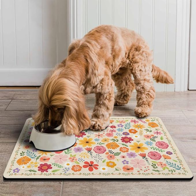 Pet Feeding Mat for Floors Waterproof Dog Mat for Food and Water Absorbent Quick Dry Non Slip mat for Cat Bowls