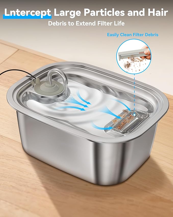 3Gal/11L Dog Water Fountain, Stainless Steel Large Automatic Pet Water Dispenser, Ultra-Quiet Leak-Proof Drinking Bowl for Big Dogs & Multiple Pets