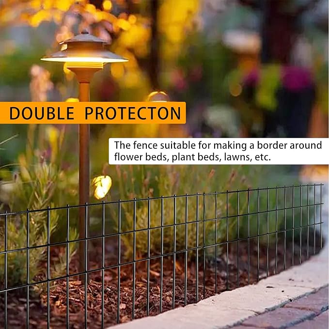 Garden Fencing Animal Barrier 37.5 ft(L)×15 in(H), 15 Panels No Dig Fence, Underground Critter Barrier for Decks, Small or Medium Pet Dog Digging Fence Barrier. Rust-Proof Metal Fence Stakes