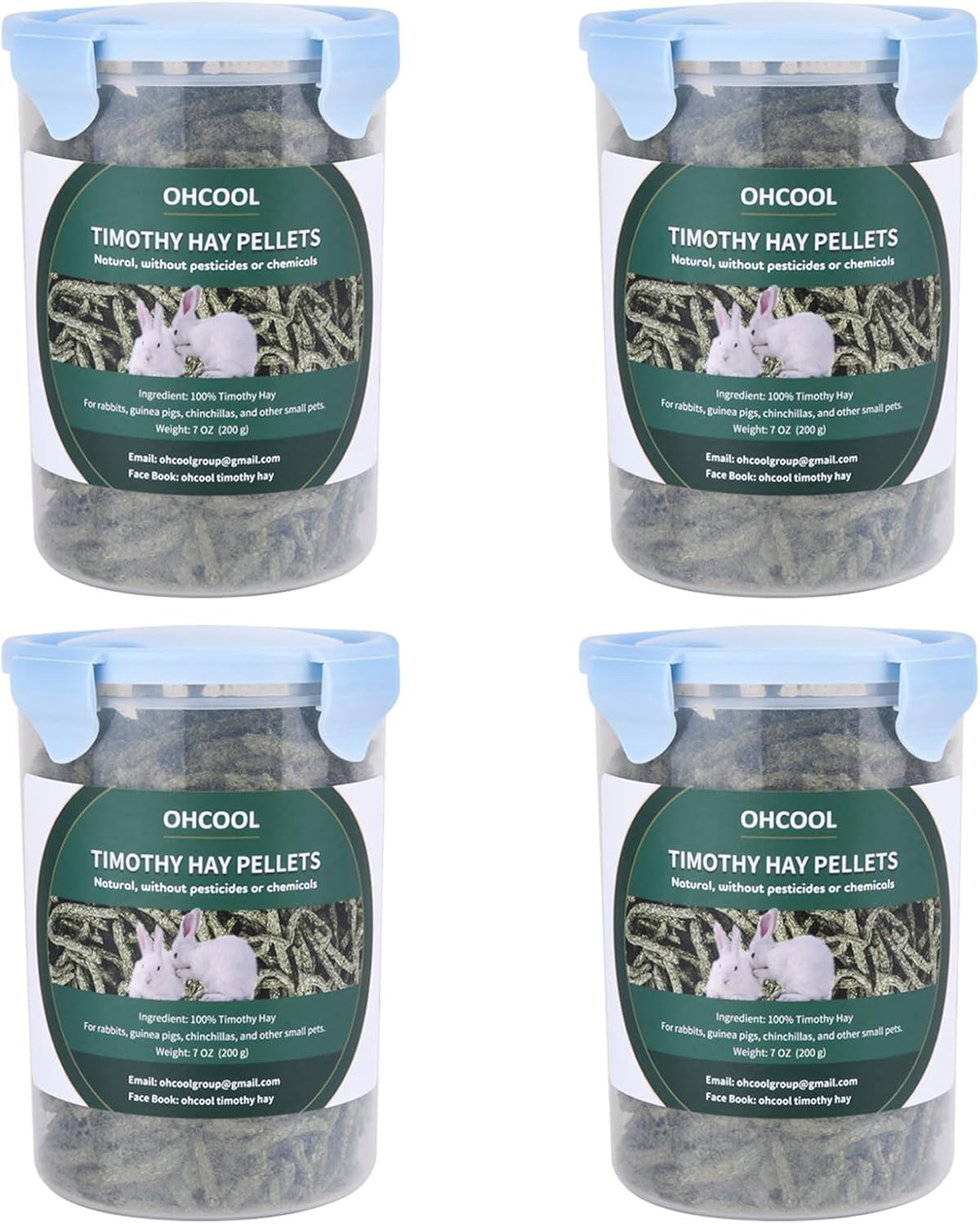 Timothy Hay Pellets 28oz (4 * 7 oz) - 100% Timothy Premium Nutrition Pellet for Tortoise, Rabbits 28 oz