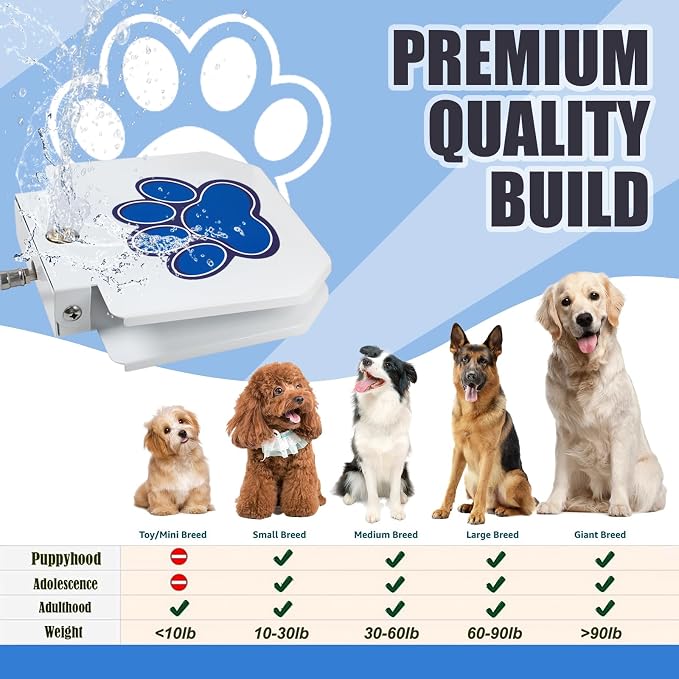 Dog Water Fountain Step On, Outdoor Dog Water Sprinkler for Large Dogs, with Upgrade Copper Valve Set & Stainless Steel Hose, Easy to Use, Fresh Water to Drink