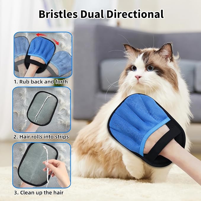 Ganayi Pet Hair Removal Glove for Dogs & Cats, Reusable Magic Brush for Pet Hair, Upgraded Five-Finger Electrostatic Pet Hair Gloves for Laundry, Couch, Carpet, Car Seat