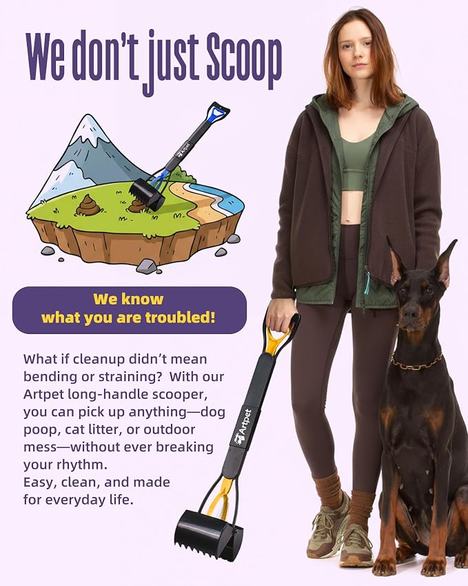 2 Pack Dog Pooper Scoopers, 32" Long Handle for Yard & Grass | 2 Pack Value Set, 32-Inch Long Handle, No Bending, Easy Pickup, Grass Friendly