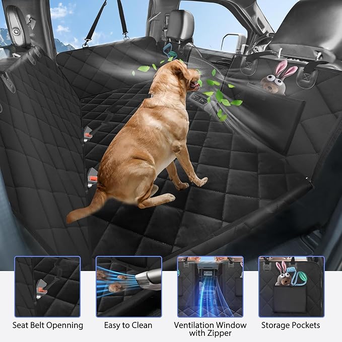 Back Seat Extender for Dogs Truck-Large Space, Dog Pet Seat Cover Back Seat with Blanket, Backseat Dog Hammock for Crew Cab Trucks F150, RAM1500, Sierra, Tundra, Silverado
