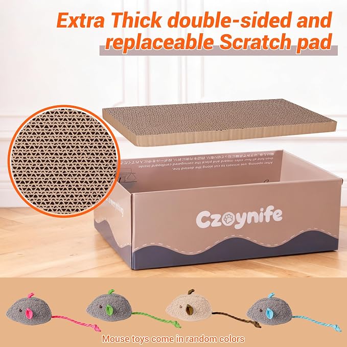 3PCS Cat Scratcher Cardboard, Oval Cat Scratch Pad Bowl Nest for Indoor Cats, Round Cat Scratching Board Corrugated Lounge Cat Bed, Furniture Protector for Couch (Coffee, 15.7 * 10 in)
