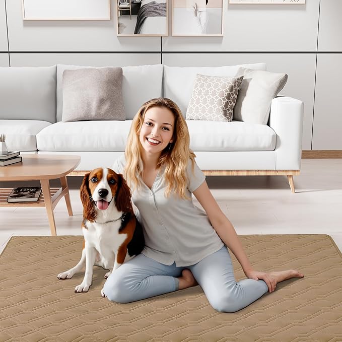 Smiry Reversible Waterproof Couch Covers for Sofa, Washable Dogs Pet Couch Covers for 3 Cushion Sofa Pet Friendly, Water Resistant Furniture Protector Slipcover, Geometric (82"x102", Camel/Beige)