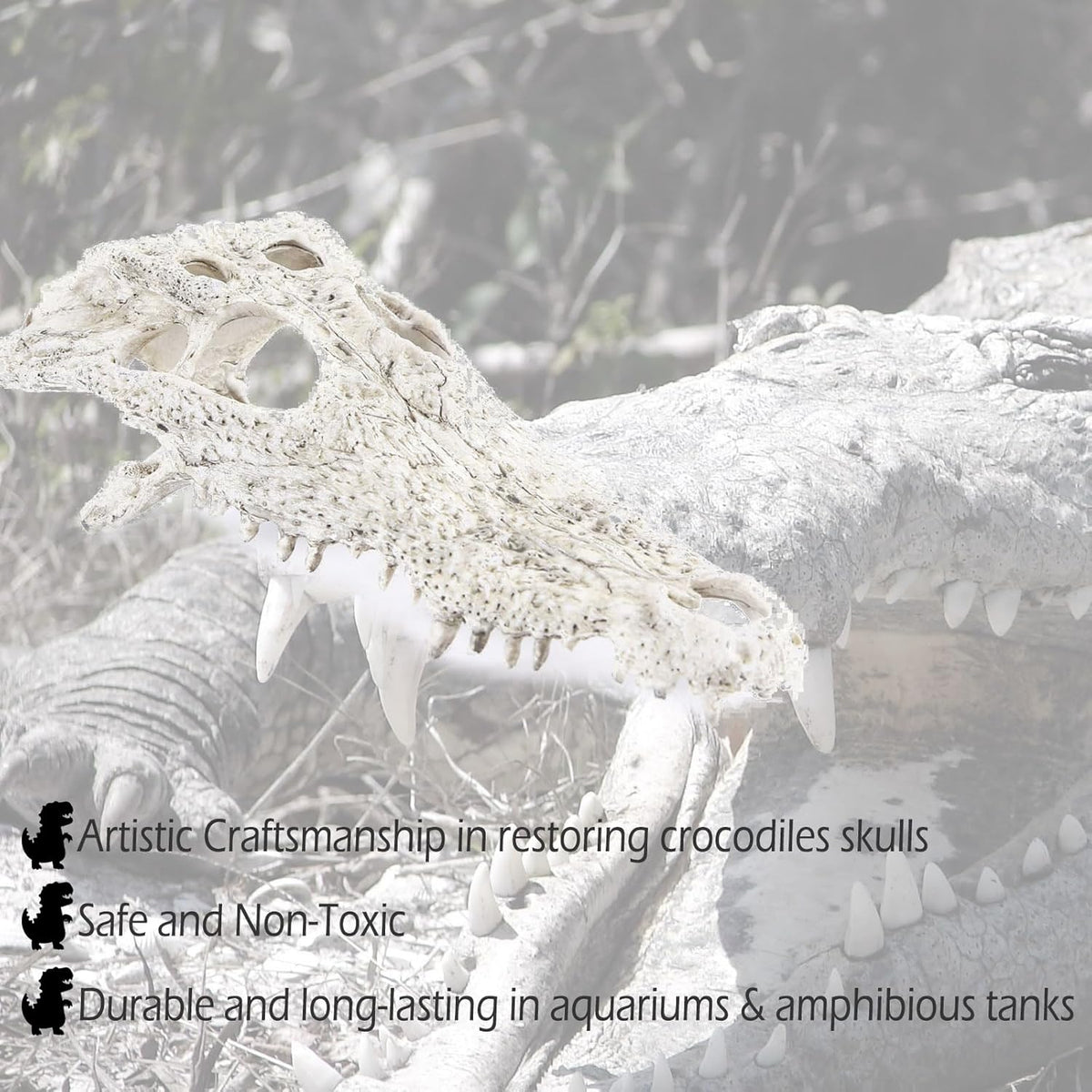 Animal Skull Fish Aquarium Hideout Decorations Cave Dinosaur Reptile Ornament Halloween Décor for Terrarium Large Betta Decor Bones