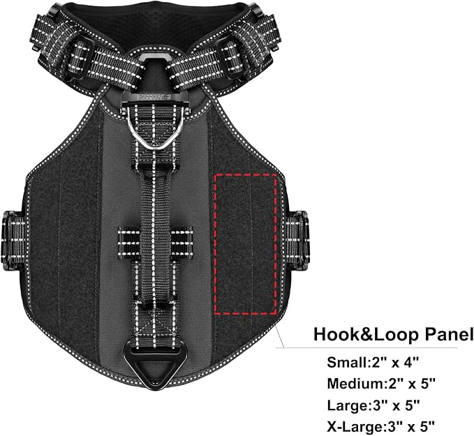 ICEFANG Quick-Moving Tactical Dog Harness for Medium Dogs,No Pull Dog Vest | Control Handle,Reflective,Full Metal Buckles,Adjustable,Hook-and-Loop Panel,Soft Padded,Black,Medium