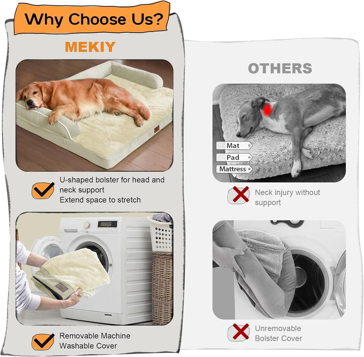 Extra Large Dog Bed-Orthopedic Waterproof XL Dog Bed for XLarge Extra Big Dogs - Foam Couch Sofa Washable with Removable Cover-Beige