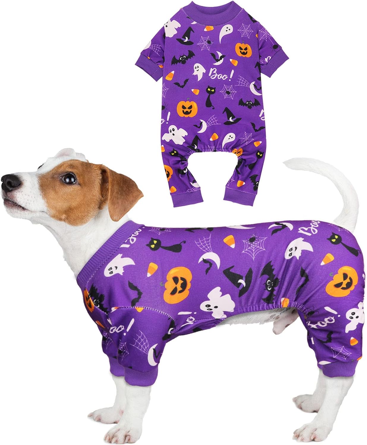 Dog Halloween Pajamas Dog Costumes Pjs Stretchy Funny Pet Costumes Clothes Outfit Pajamas for Medium Dogs(M)