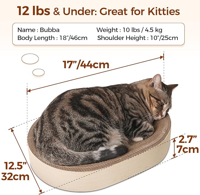 ComSaf Cat Scratcher Bed, Oval Cardboard Scratching Board for Indoor Cats | Scratch Pad Surface, Corrugated Cardboard Layers, Shallow Bowl Shape, Furniture Protection, Cat Lounger, Claw Care